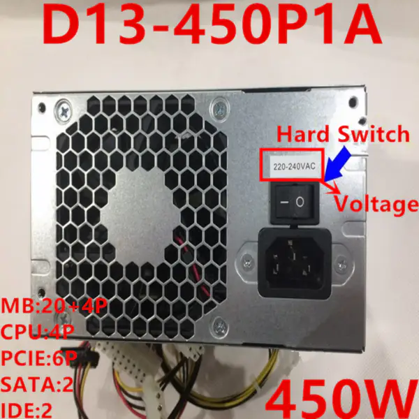 Napájecí zdroj pro HP Hipro ATX s jmenovitým výkonem 350 W a špičkovým 450 W spínaným zdrojem D13-450P1A