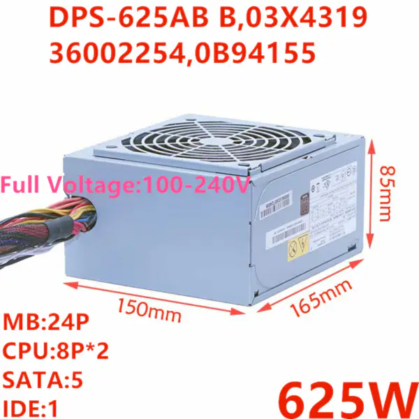 Zdroj napájení pro Lenovo 80plus Bronze Thinkserver TD330 TD340 625W spínaný zdroj DPS-625AB B DPS-625AB A