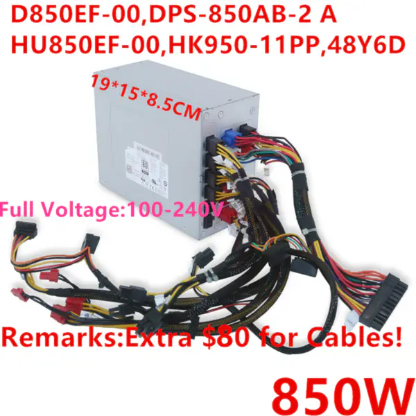 Zdroj napájení pro Dell Alienware R8R7 850W D850EF-00 DPS-850AB-2 A HU850EF-00 HU850EF-01 HK950-11PP HK950-51PP