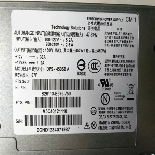 Fujitsu RX200s7 RX300S7 12V 36A 450W spínaný zdroj DPS-450SB A S26113-E575-V50
