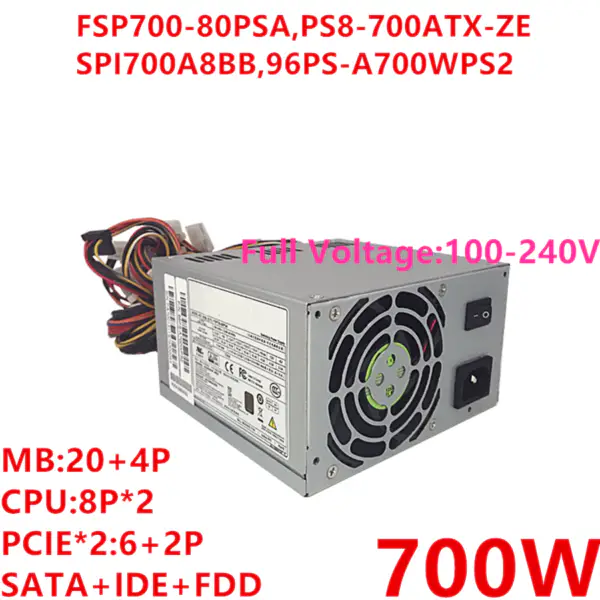 Zdroj napájení pro FSP/Advantech 80plus Bronze 700W napájecí zdroj FSP700-80PSA PS8-700ATX-ZE SPI700A8BB FSP650-80GH