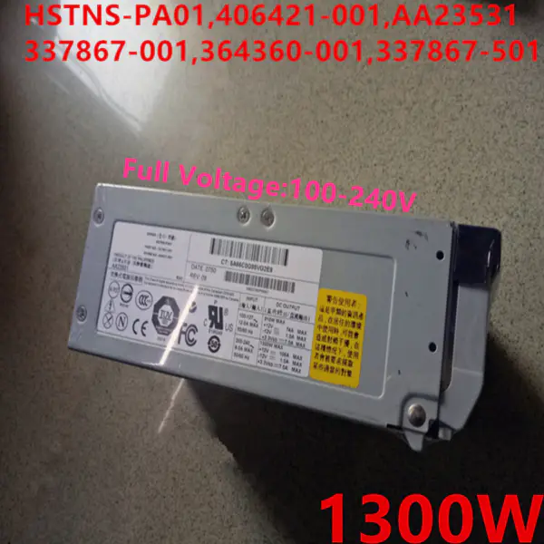 Zdroj napájení pro HP ML570 580 585 G3 G4 1300W napájecí zdroj HSTNS-PA01 406421-001 AA23531 337867/364360-001 337867-501