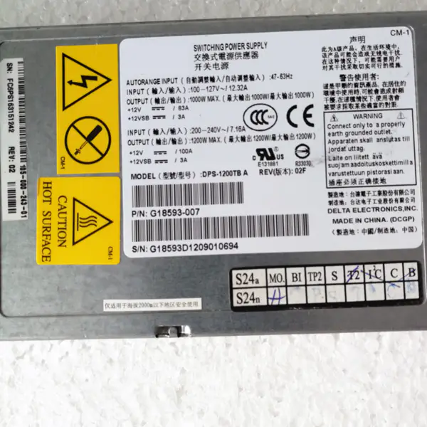 Zdroj napájení pro Intel FXX1200PCRPS 1200W napájecí zdroj DPS-1200TB A DPS-1200TB B DPS-1200TB C DPS-1200TB D G18593-007