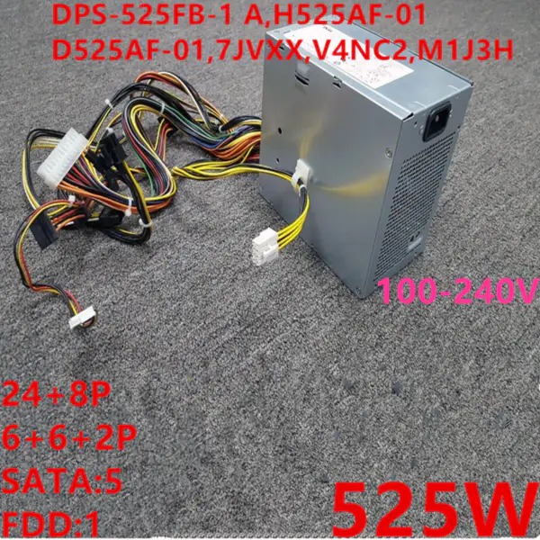 525W DPS-525FB-1 A H525AF-01 D525AF-01 7JVXX V4NC2 M1J3H Zdroj napájení pro Dell T3500 XPS 9100 9000