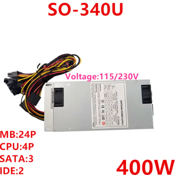 Zdroj napájení pro Rosor 1U s jmenovitým výkonem 300 W ve špičce 400 W spínaný zdroj SO-340U