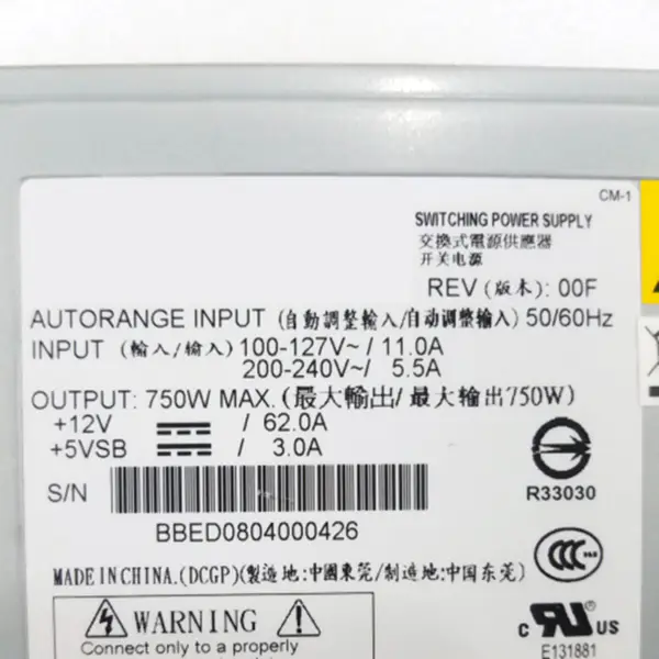 Zdroj napájení pro Asus RS260-E4/RX8 750W spínaný zdroj DPS-750EB A DPS-750EB B DPS-750EB C