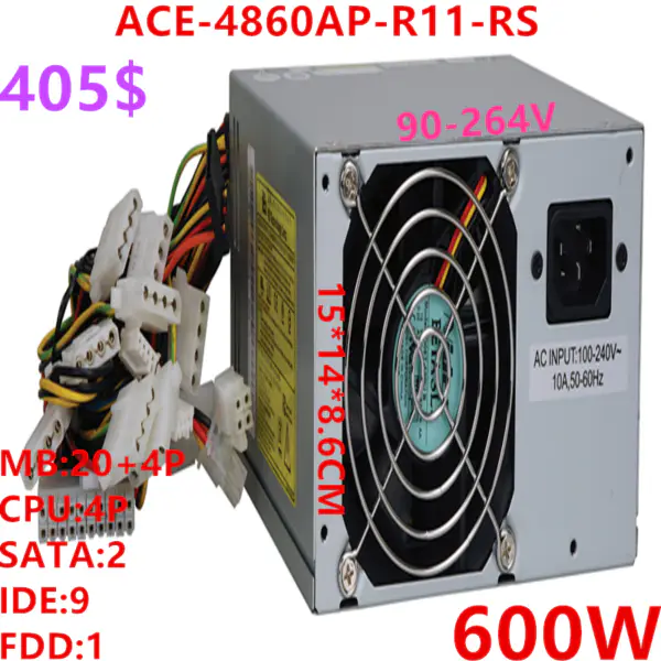 Zdroj napájení pro IEI ATX 600W spínaný zdroj ACE-A160A-R10 ACE-4860AP-R11-RS