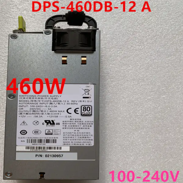 Zdroj napájení pro Huawei RH2288HV2 RH1288 RH5885V3 RH2285V2 460W spínaný zdroj 02130957 DPS-460DB-12 A