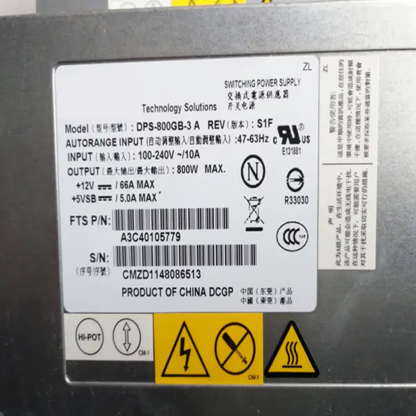 Zdroj napájení pro FUJITSU RX300S5 RX300S6 800W spínaný zdroj DPS-800GB-1 A DPS-800GB-3 A