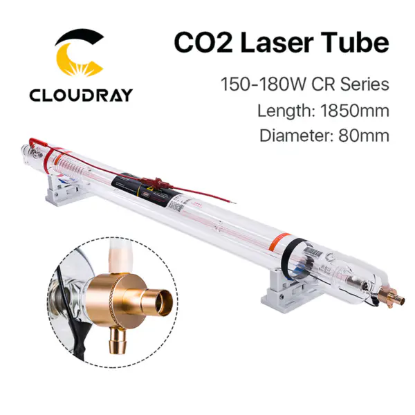 CR150 150-180W CR Series CO2 Laser Tube Length 1850mm Dia.80mm Glass Pipe Upgraded Metal Head for CO2 Laser Machine