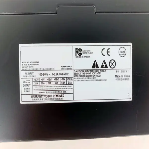 Zdroj napájení pro Enhance ATX 500W spínaný zdroj ATX-0650AG2