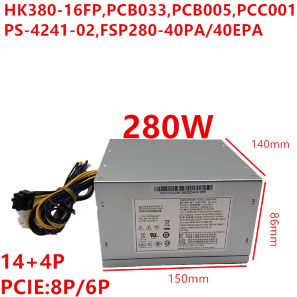 Zdroj napájení pro Lenovo 530 75 77 87 Q85 14Pin 280W HK380-16FP