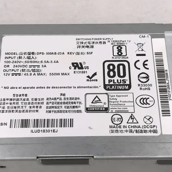 550W napájecí zdroj DPS-550AB-23A pro serverový přepínač Delta 12V 45,8A