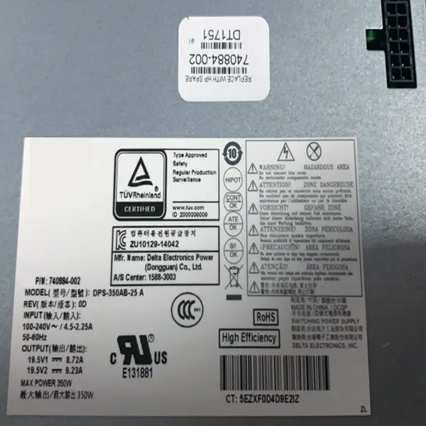 Zdroj napájení pro HP AIO 23-s010 23-s505 350W spínaný zdroj DPS-350AB-25 A 740884-002 740884-001