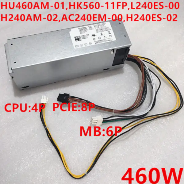 Zdroj napájení pro Dell 3050 3668 5090 3070 7050 7070 3650 3653 3470 6pinový 460W napájecí zdroj HU460AM-01 AC460AD-00 L240ES-00