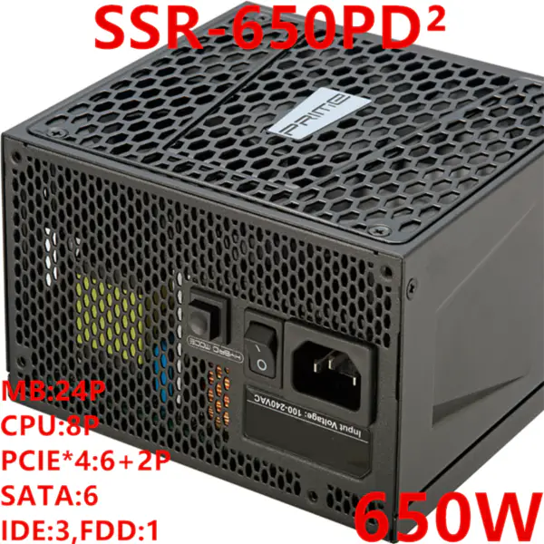 Napájecí zdroj pro SeaSonic ATX plně modulární 80plus Platinum tichý ventilátorový zdroj s výkonem 650 W SSR-650PD²
