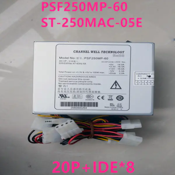 Zdroj napájení pro Hanker DVR NVR 20Pin IDE*8 250W spínaný zdroj PSF250MP-60 ST-250MAC-05E