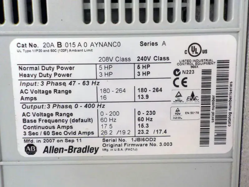 Allen-Bradley 20AB015A0AYNANC0