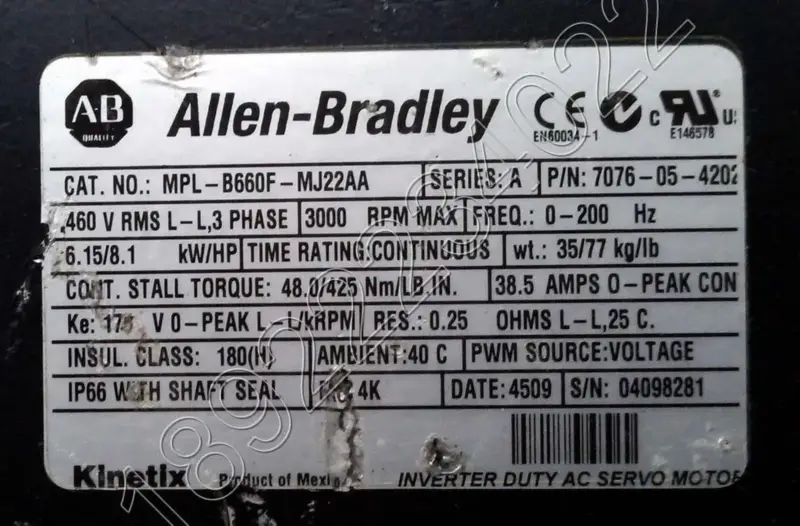 Motor ALLEN-BRADLEY MPL-B660F-MJ22AA