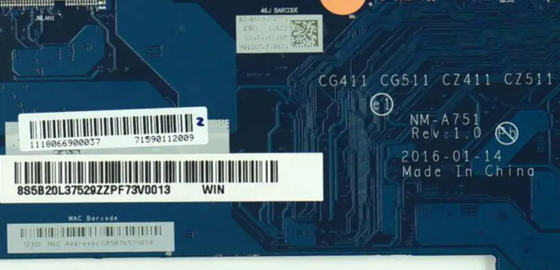Základní deska Lenovo 5B20L35713 NM-A751 IdeaPad 310-15ISK 510-ISK SR2EY i5-6200U N16V-GMR1-S-A2 DDR4