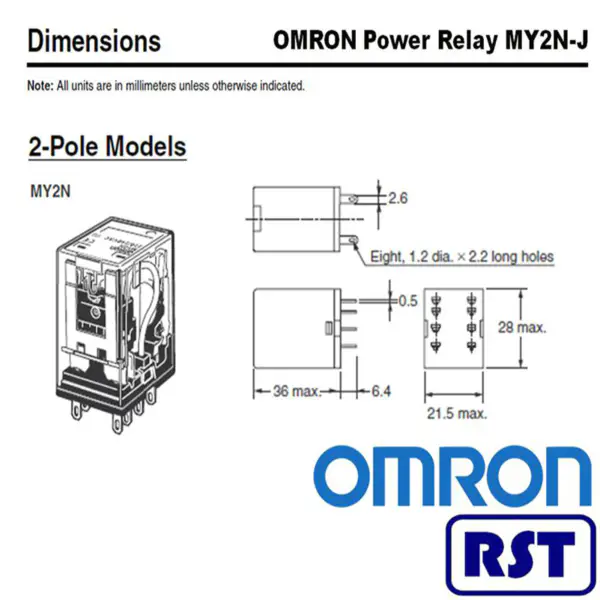 Omron 12v DPDT PCB 220/240VAC Spínací relé