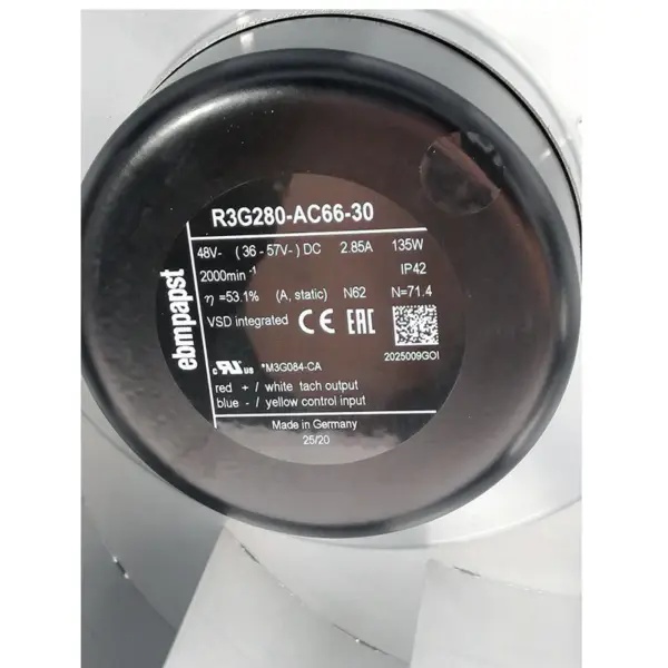 R3G280-AC66-30 odstředivý ventilátor větrný výkon 48VDC 135W 2,85A přesný ventilátor klimatizace