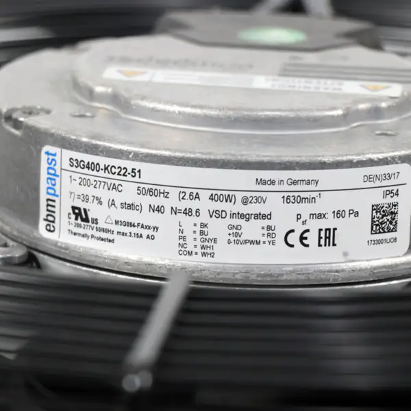 S3G400-KC22-51 ventilátor tiskového zařízení 200W 0,83A 230V Axiální ventilátor s průtokem vzduchu
