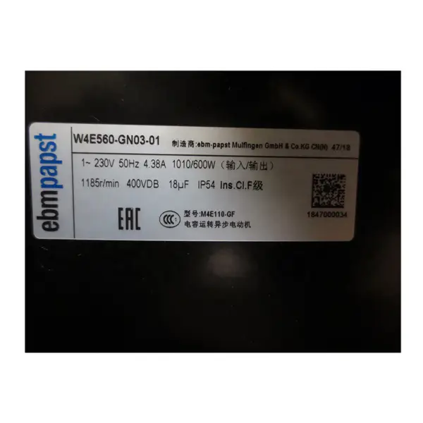 Originální Německo W4E560-GN03-01 560mm ebm papst 230V 1010W 4.38A Kuličková ložiska Axiální ventilátor klimatizace