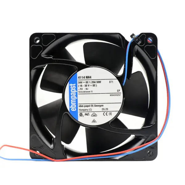 4114NH4 119 x 119 x 38mm 24 V DC axiální kompaktní ventilátor průtok vzduchu 355m3 /h 6800 ot/min ebmpapst chladicí ventilátor