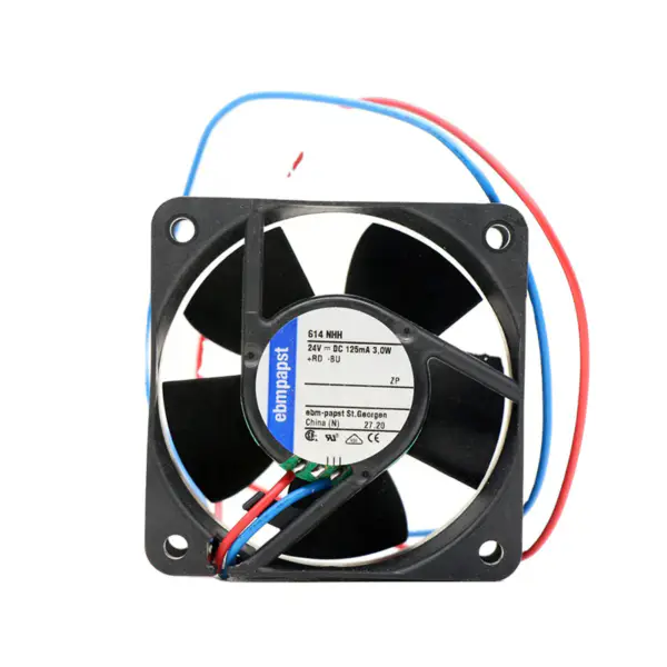 Rozměry 60 x 60 x 25 mm 24 V DC, průtok vzduchu 56m3/h 6850 ot/min 614NHH ebmpapst chladicí ventilátor
