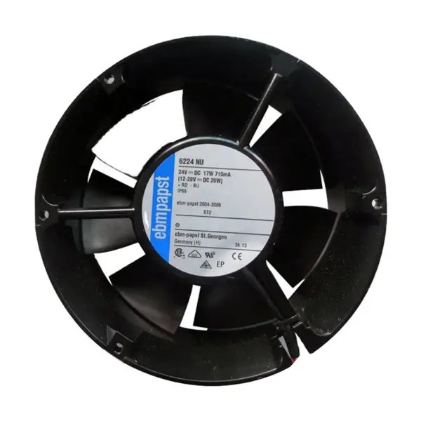 172 x 51mm 24 V DC průtok vzduchu 410m3/h 3400 ot/min ebmpapst ventilátor 6224NU 17251 invertorový chladicí ventilátor