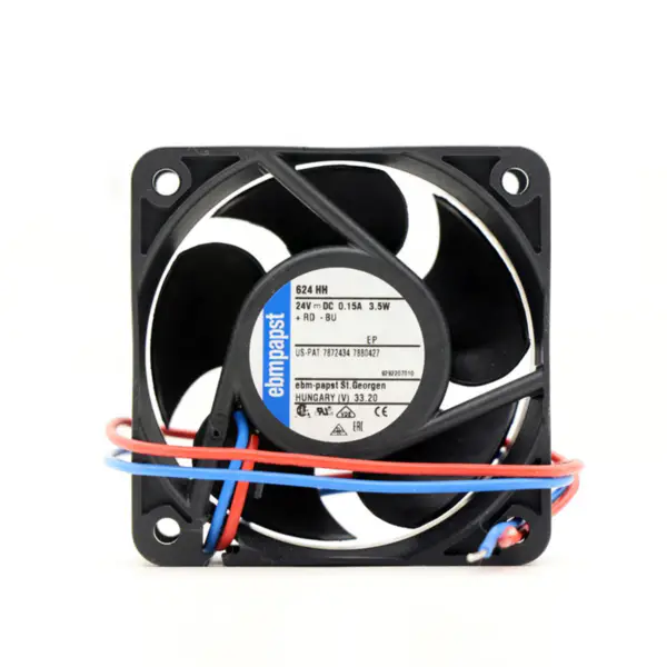 Ebmpapst 624HH chladicí ventilátor, velikost 60 x 60 x 25 mm 624H 24 V DC průtok vzduchu 56m3/h 8200 ot/min.