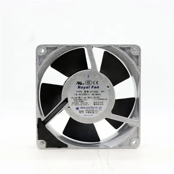 Originální autentický japonský ventilátor ROYAL FAN UT126C UT127C 12038 120*120*38mm 200V 2750RPM Hliníkový rám Axiální chladicí ventilátor