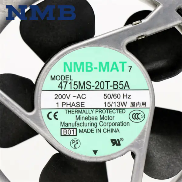 Originální japonský ventilátor NMB-MAT 4715MS-20T-B5A 4715MS-20T-B50 12038 120*120*38mm 200VAC 50/60Hz 15/13W 102CFM Axiální chladicí ventilátor