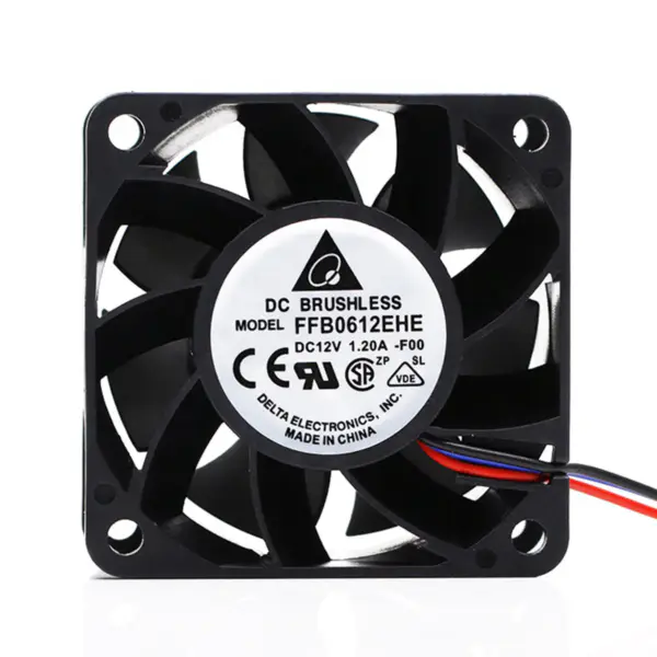 Originální Delta FFB0612EHE 6038 60*60*38mm 12V 0,8A 9,6W 3 drátové přívody Ventilátor rozptylující teplo Serverový vysokoobjemový ventilátor