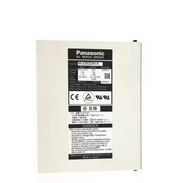 200W střídavý servomotor a pohon Panasonic MUDS023A1A