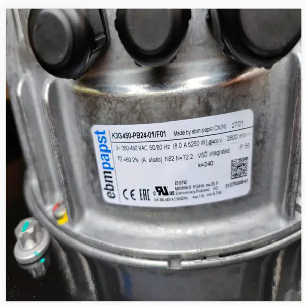 Ebmpapst K3G450-PA31-03 Ventilátor klimatizace počítačové místnosti s montážním držákem K3G450-PA31-03/F01