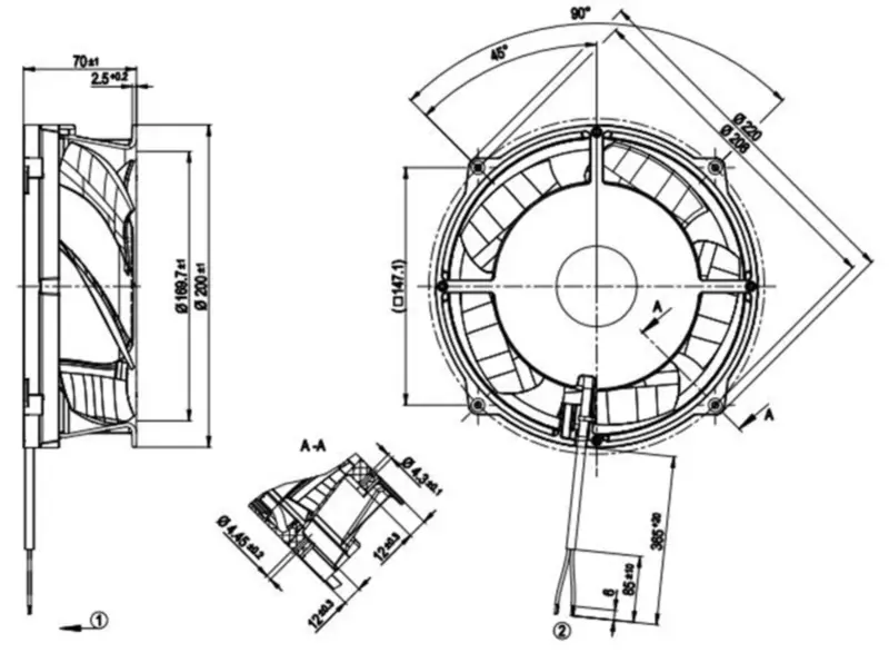 Německý ventilátor ebmpapst W1G180-AB11-32 32/60V chladicí ventilátor