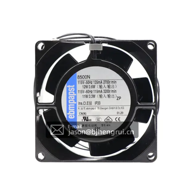 TYP 8500N Průtok vzduchu 61m3 /h 3200rpm Ebm papst Ventilátor 115V 80 * 80 * 38mm Celokovové chlazení Fam Skříň šasi Odvádění tepla