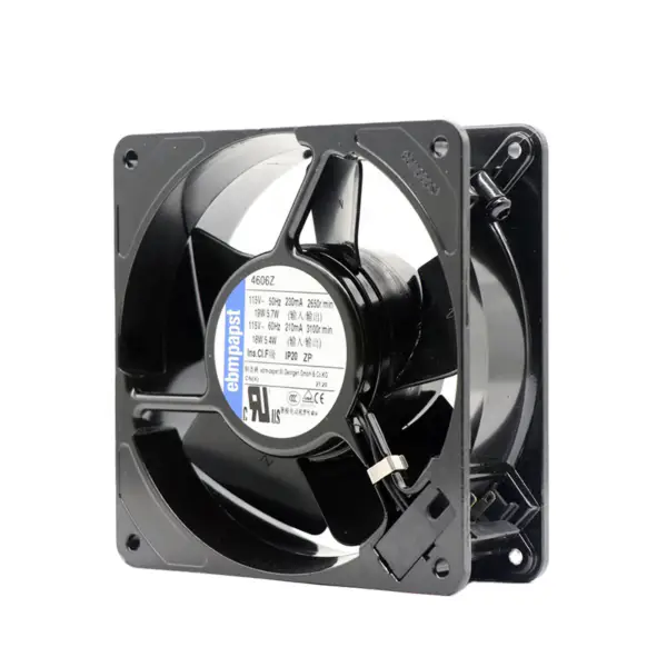 velikost 120 x 120x 38mm 115 V AC Průtok vzduchu 180 m3 /h 3100 ot/min 4606Z ebmpapst chladicí ventilátor