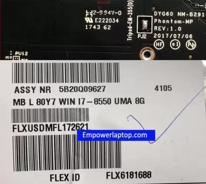 Lenovo YOGA 720-15IKB Základní deska pro notebooky DYG60 NM-B291 SR3LC I7-8550U 8GB RAM FRU:5B20Q09627