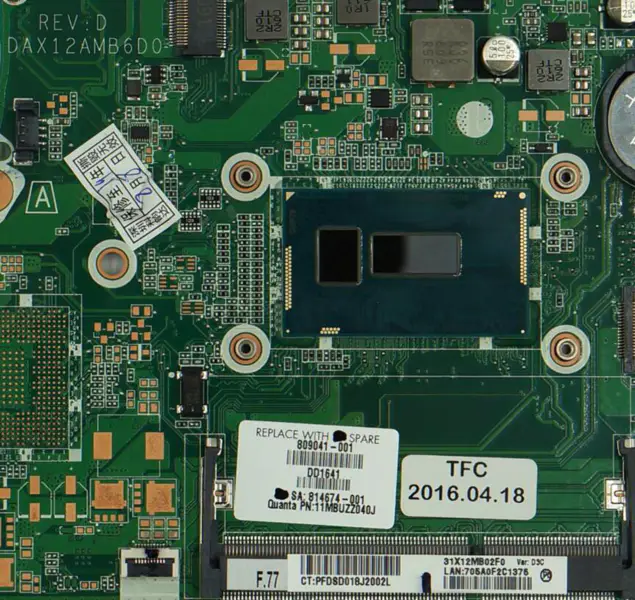 HP 809041-001 809041-501 809041-601 se základní deskou SR23Y I5-5200U DAX12AMB6D0