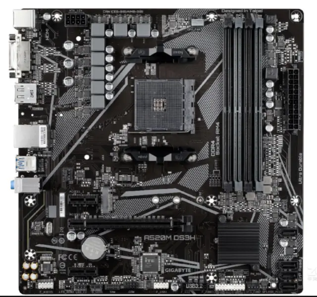 Gigabyte A520M DS3H Základní deska M-ATX AM4 5+3 fáze digitální PWM, herní GbE LAN, 3 rozhraní pro displeje, NVMe PCIe 3.0 x4 M.2