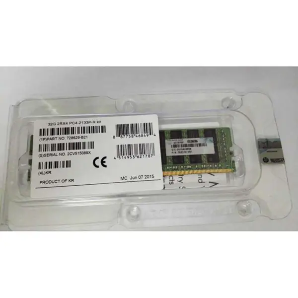 728629-b21 752370-091 Ram 32gb Ddr4 2133 2rx4 Pc4-2133 Serverová paměť