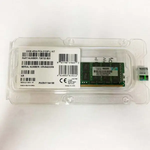 774175-001 774174-001 752372-081 726722-b21 Ram 32gb 4rx4 Ddr4 2133 Ecc Lrdimm Serverová paměť