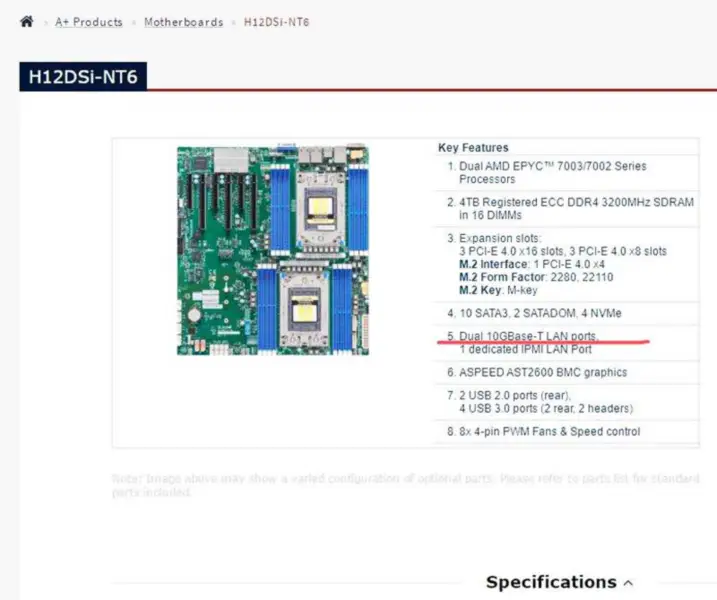 H12dsi-nt6 Pro základní desku Supermicro Eatx Dva procesory řady Epyc 7003/7002 Dva porty 10gbase-t Lan Ipmi Lan