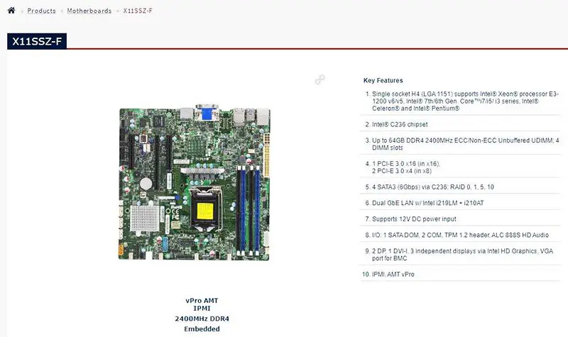 Základní deska Supermicro X11ssz-f