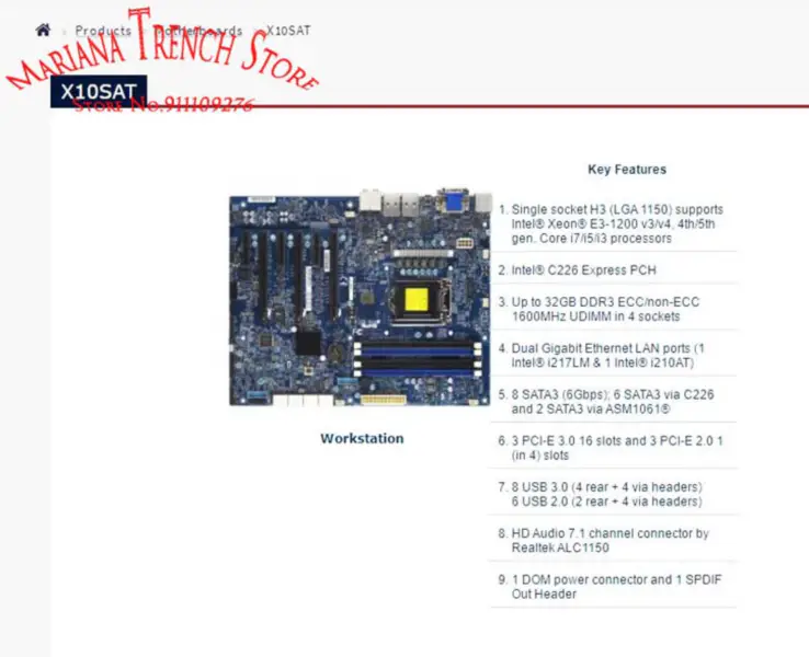 X10sat Pro základní desku Supermicro Lga1150 E3-1200 V3/v4 4./5. generace procesorů Core I7/i5/i3 Ddr3 Sata3 Usb 3.0