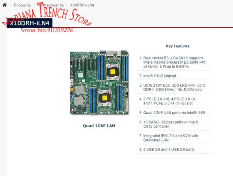 X10drh-iln4 pro základní desku Supermicro Lga2011 E5-2600 V4/v3 Family Ddr4 Ipmi 2.0