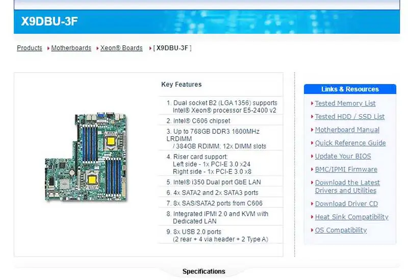 X9dbu-3f pro základní desku Supermicro Lga1356 Xeon Processor E5-2400 V2 I350 Dual Port Gbe Lan